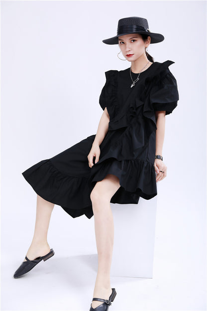 Designed 3D Ruffled Summer Women Short Dresses