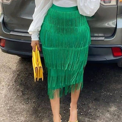 Sexy High Waist Tassels Skirts