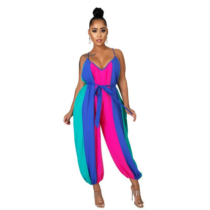 Summer Colorful Striped Women Jumpsuits