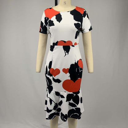 Sexy Round Neck Floral Print Bodycon Sheath Dresses