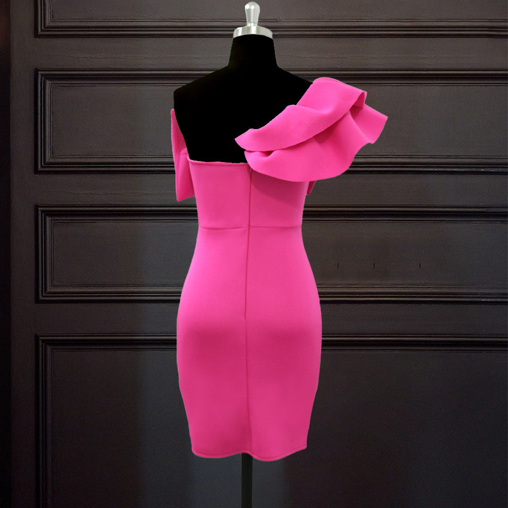 Sexy One Shoulder Ruffled Bowknot Evening Dresses