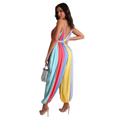 Summer Colorful Striped Women Jumpsuits