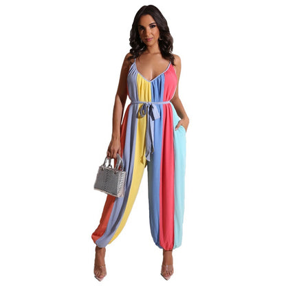 Summer Colorful Striped Women Jumpsuits