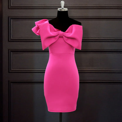 Sexy One Shoulder Ruffled Bowknot Evening Dresses