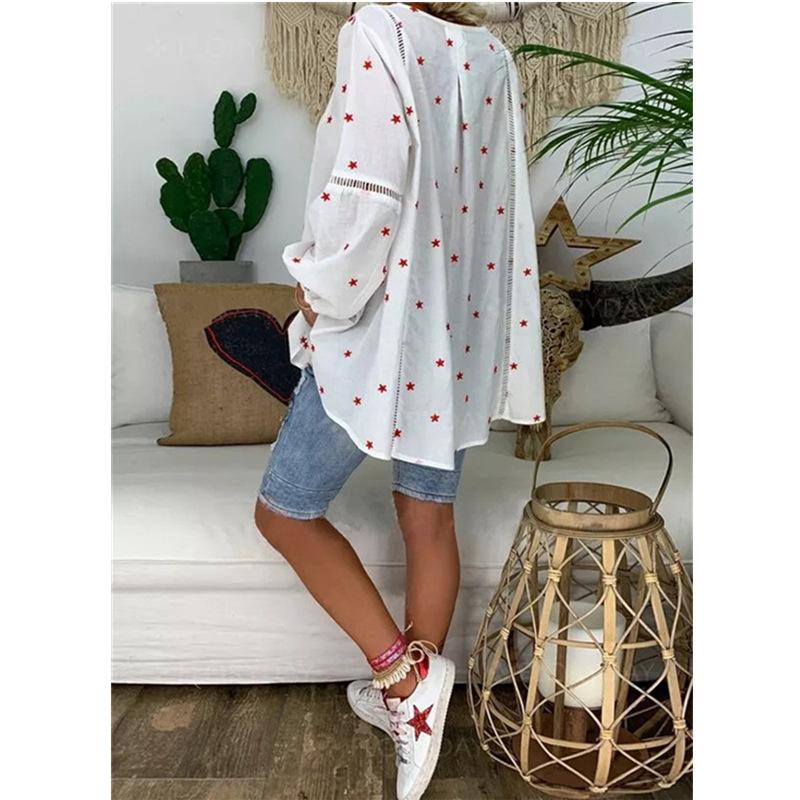 Women Summer Floral Print Plus Size Lace Blouses-STYLEGOING