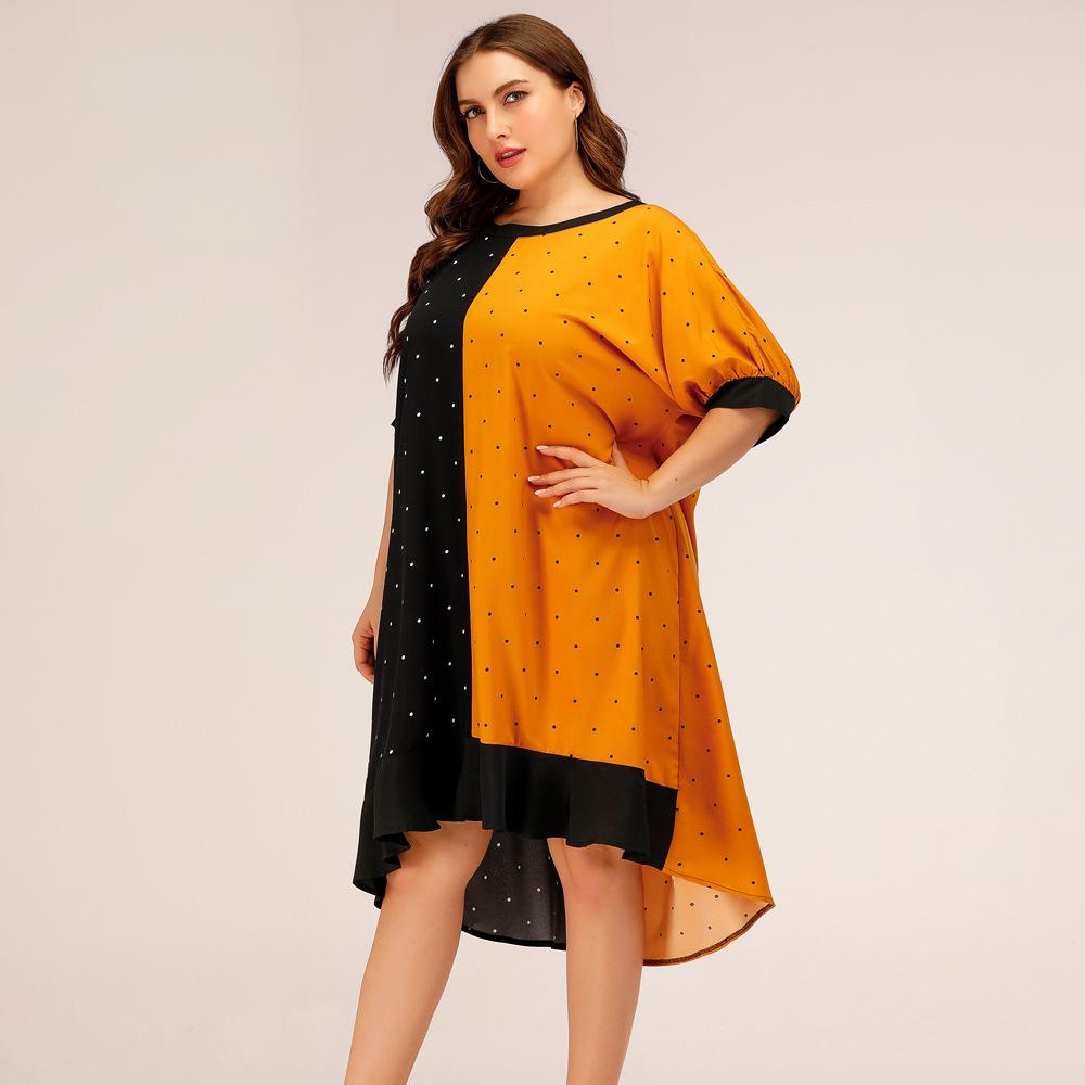 Fashion Women Dot Print Plus Sizes Short Dresses-STYLEGOING