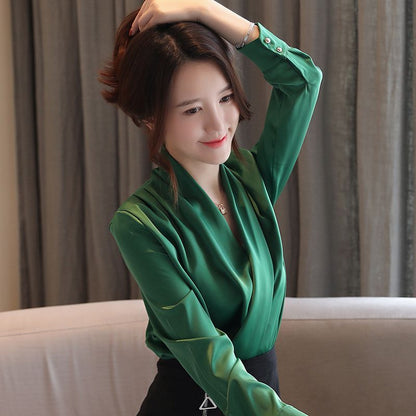 Summer Office Lady Long Sleeves Chiffon Shirts