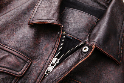 Vintage Motorcycle Cowhide Leather Jackets for Men