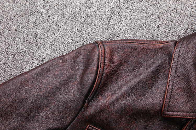 Vintage Motorcycle Cowhide Leather Jackets for Men