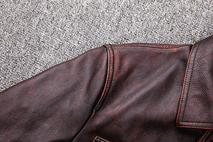 Vintage Motorcycle Cowhide Leather Jackets for Men