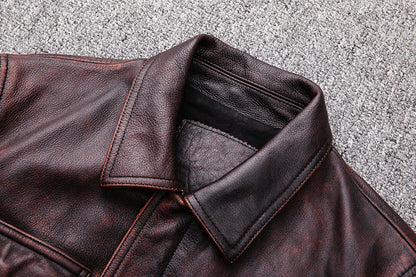 Vintage Motorcycle Cowhide Leather Jackets for Men