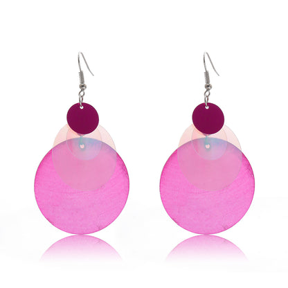 Fashion Rose Red Geometry Print Drop Earrings