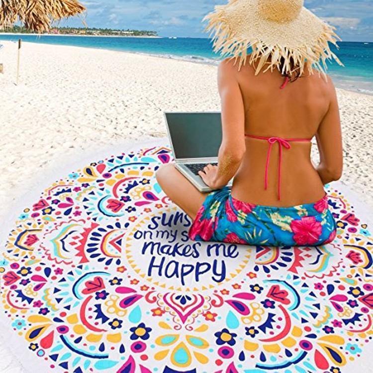 Women Summer Beach Fast Drying Print Beach Towel-STYLEGOING
