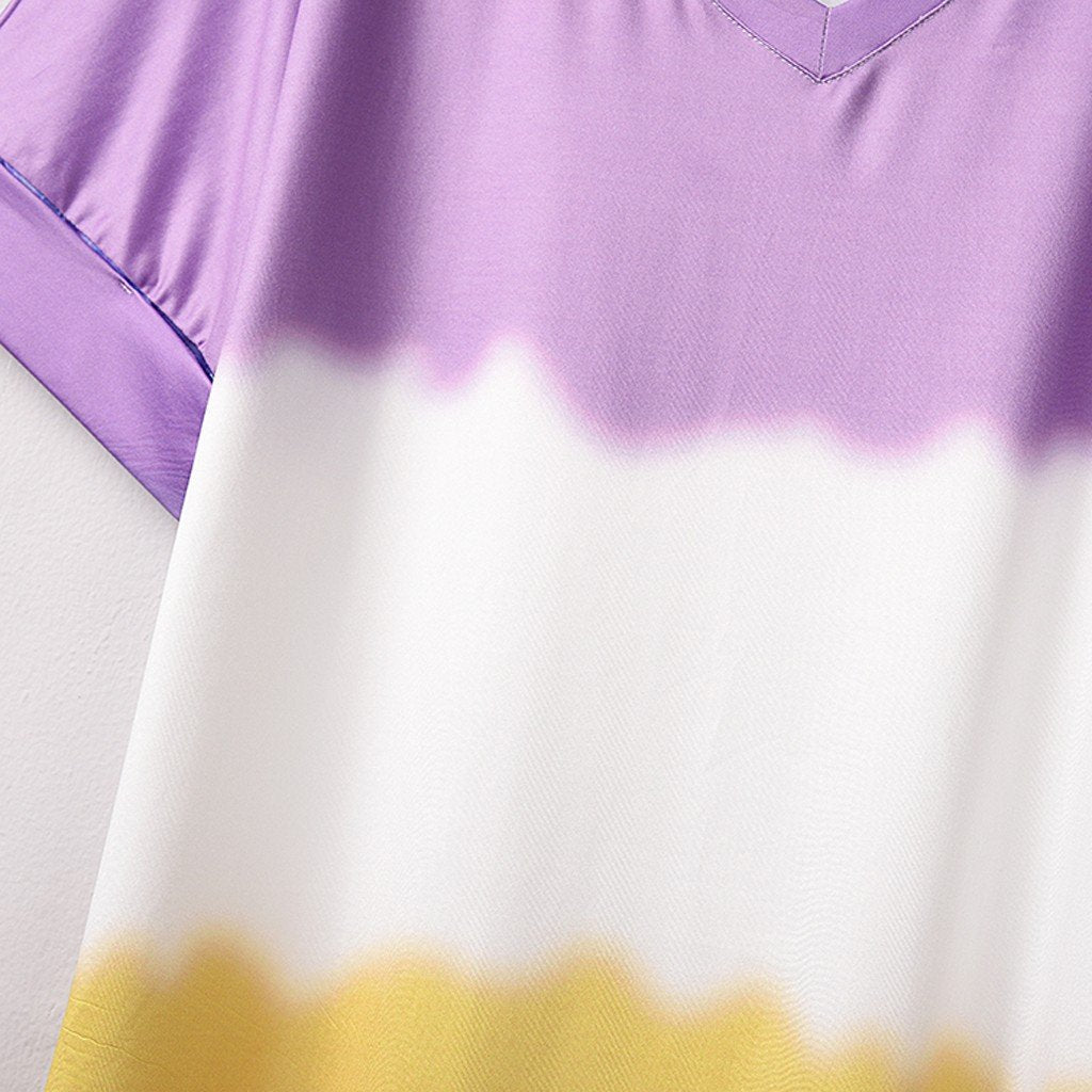 Summer Loose Dyed V Neck T Shirts-STYLEGOING