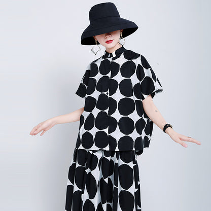 Designed Black and White Dot Short  T Shirts and Skits