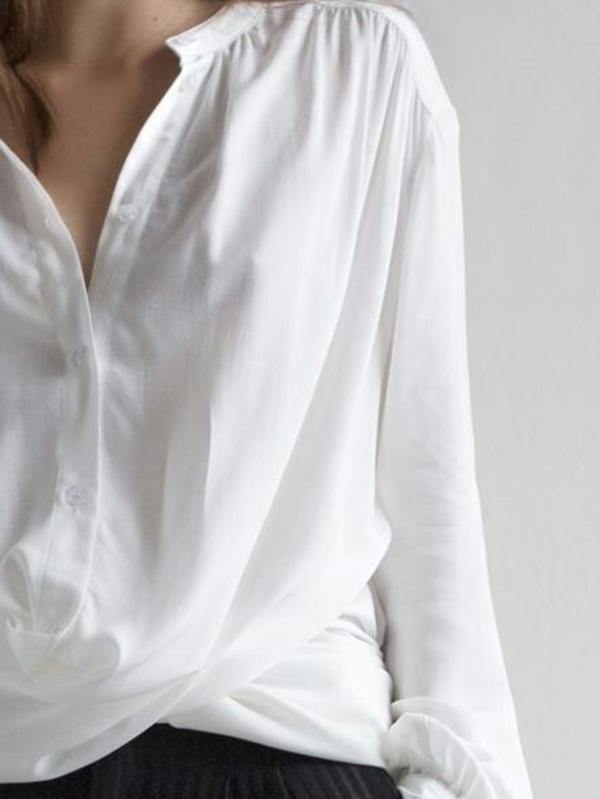 Solid Lapel Long Shirt Dress-STYLEGOING