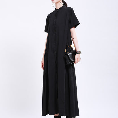 Elegant Linen Short Sleeves Summer Long Dresses
