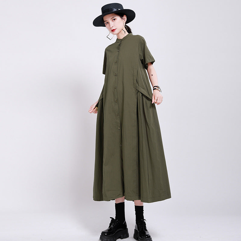 Elegant Linen Short Sleeves Summer Long Dresses