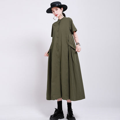 Elegant Linen Short Sleeves Summer Long Dresses