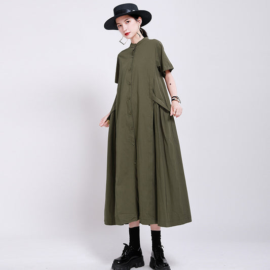 Elegant Linen Short Sleeves Summer Long Dresses