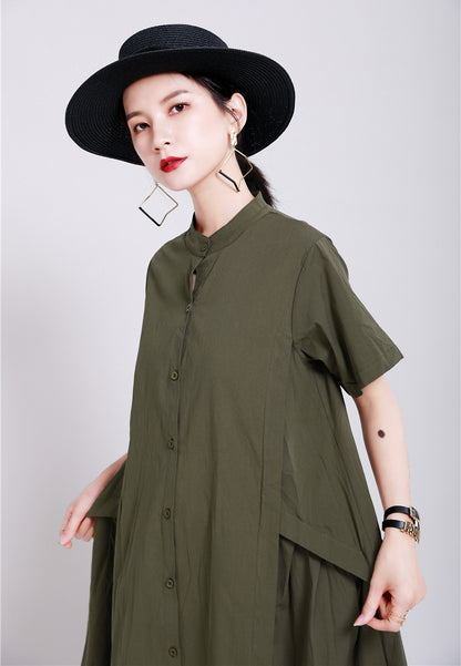 Elegant Linen Short Sleeves Summer Long Dresses