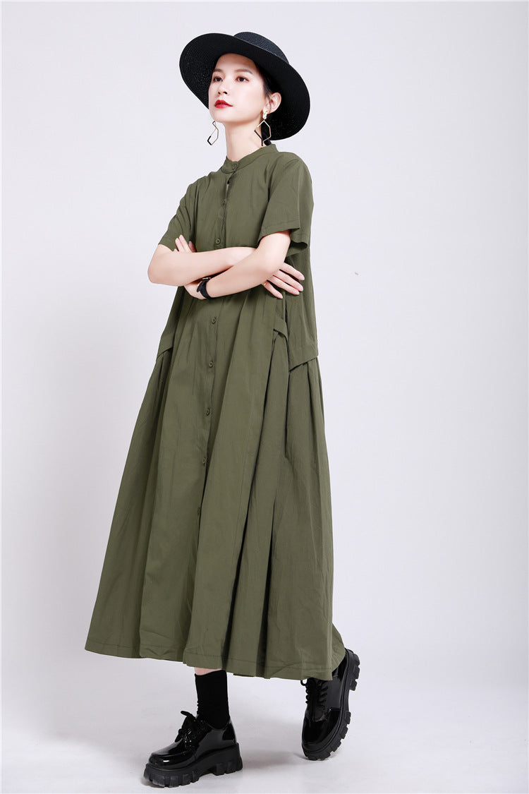 Elegant Linen Short Sleeves Summer Long Dresses