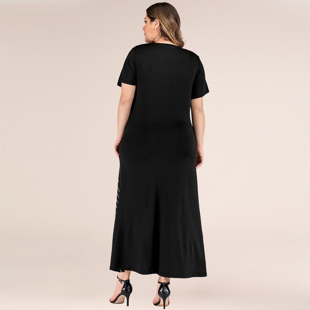 Fashion Plus Sizes Striped Long Maxi Dresses-STYLEGOING