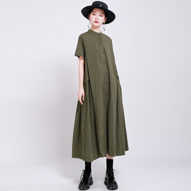 Elegant Linen Short Sleeves Summer Long Dresses