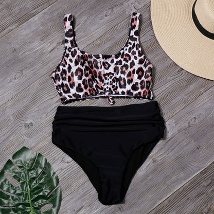 Sexy Leopard Two Pieces Bikini Swimsuits