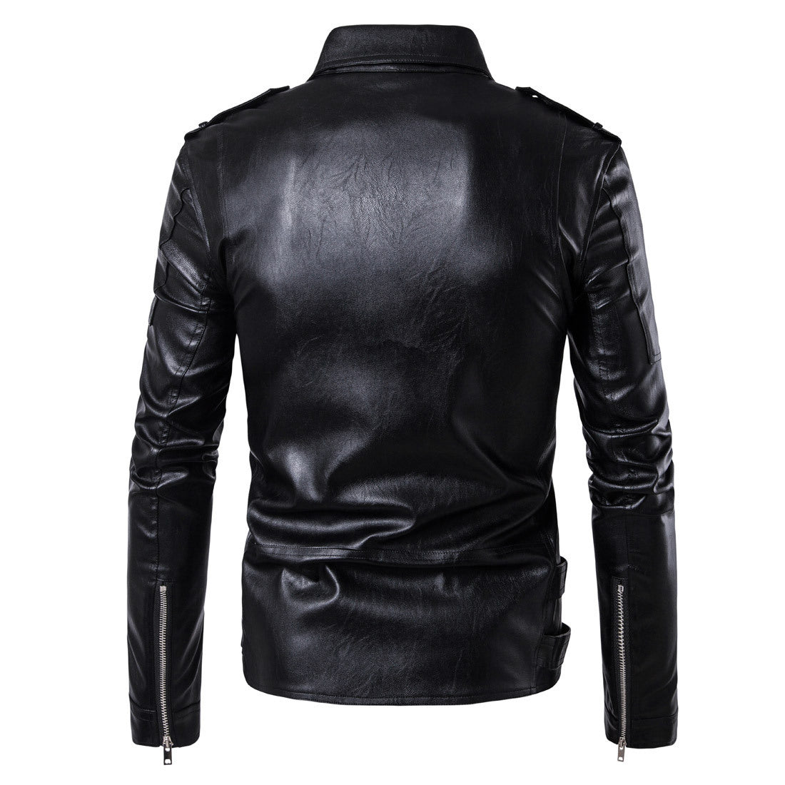 Black PU Leather Motocycle Jackets for Men