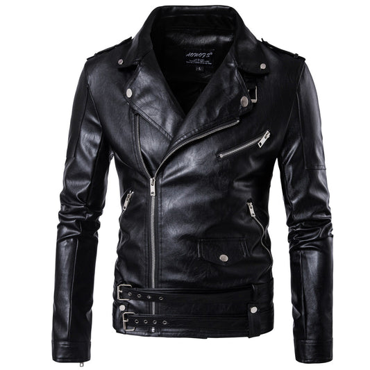 Black PU Leather Motocycle Jackets for Men