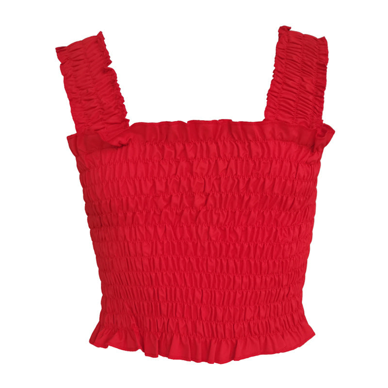 Summer Red Elastic Women Tank Tops