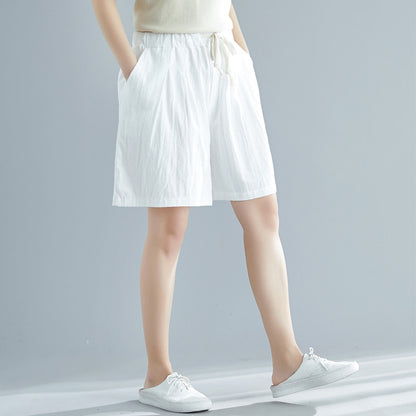 Leisure Linen Elastic Waist Summer Women Short Pants