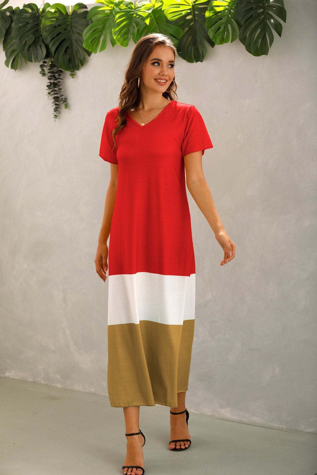 Summer Women Short Sleeves Long Maxi Dresses-STYLEGOING