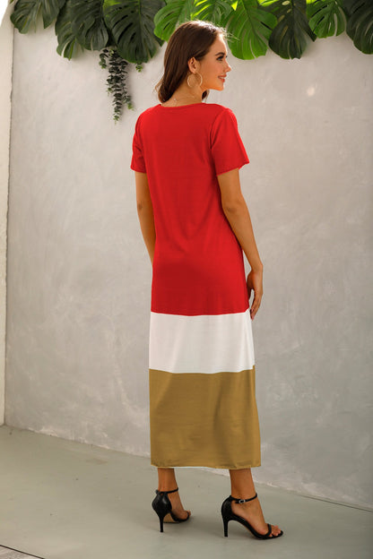 Summer Women Short Sleeves Long Maxi Dresses-STYLEGOING