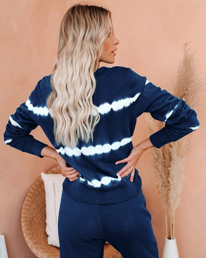 Women Striped Dyed Fall Pajamas Suit Homewear