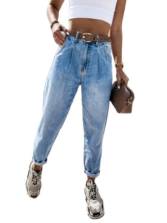 Casual High Waist Bule Women Jeans