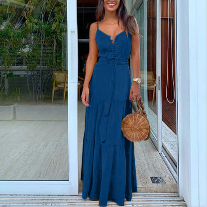 Sexy V Neck Women Long Dresses