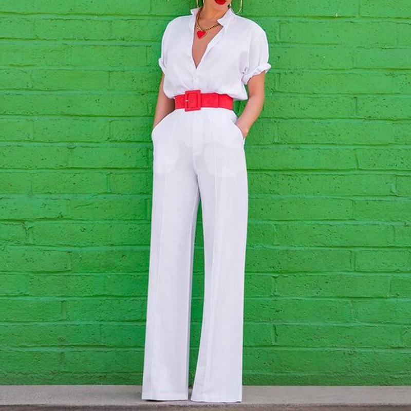 Classy Women Leisure Short Sleeves Jumsuits-STYLEGOING