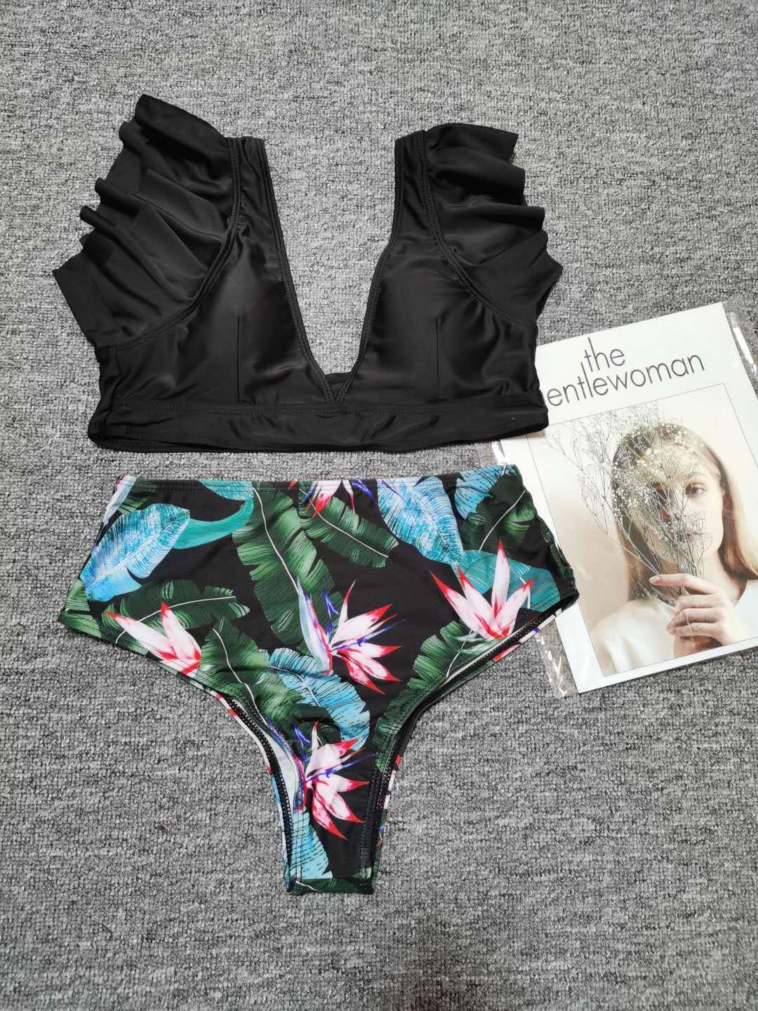High Waist Ruffled Floral Print Tankini-STYLEGOING