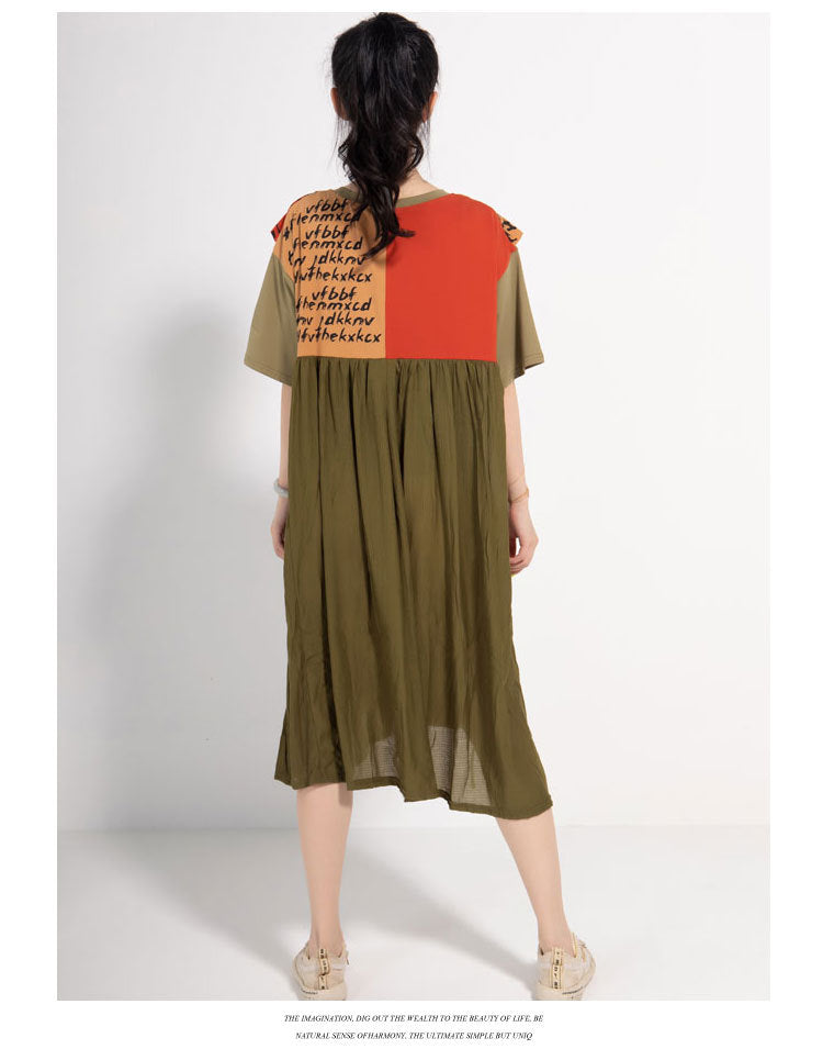 Leisure Linen Summer Women Plus Sizes Midi Dresses