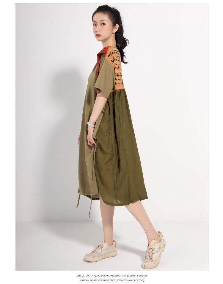 Leisure Linen Summer Women Plus Sizes Midi Dresses
