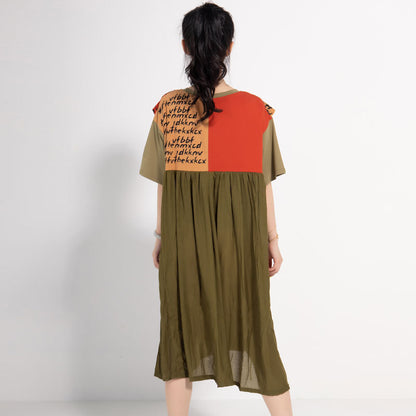 Leisure Linen Summer Women Plus Sizes Midi Dresses