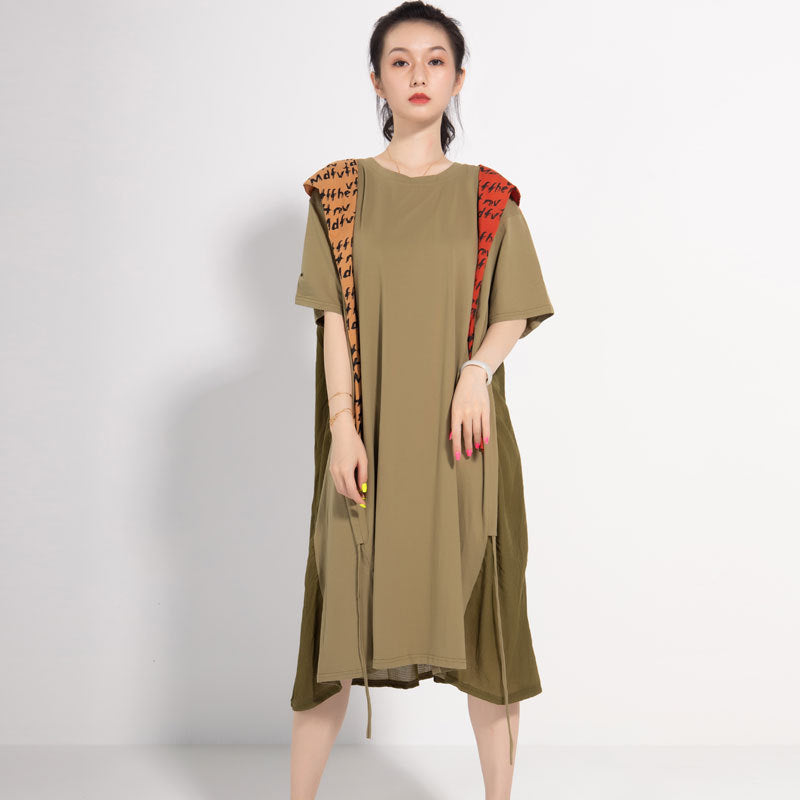 Leisure Linen Summer Women Plus Sizes Midi Dresses