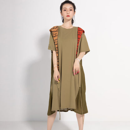 Leisure Linen Summer Women Plus Sizes Midi Dresses