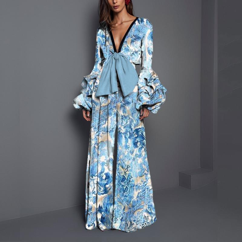 Women Sexy Bowknot Long Sleeves Jumsuits-STYLEGOING