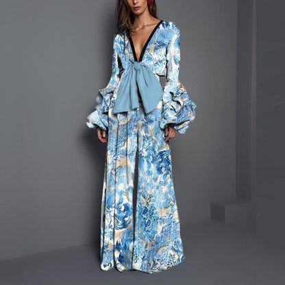 Women Sexy Bowknot Long Sleeves Jumsuits-STYLEGOING