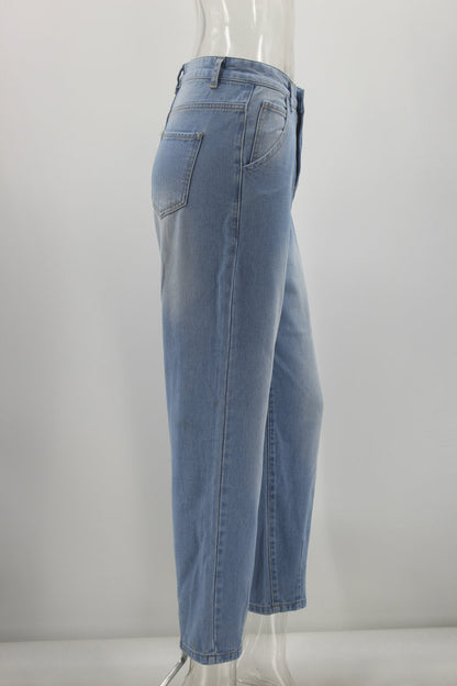 Casual High Waist Bule Women Jeans
