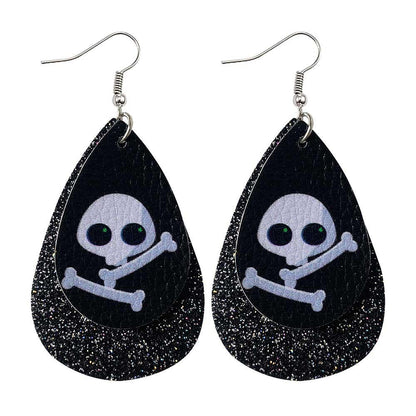 Halloween Water-drop Shaped Pu Leather Earrings