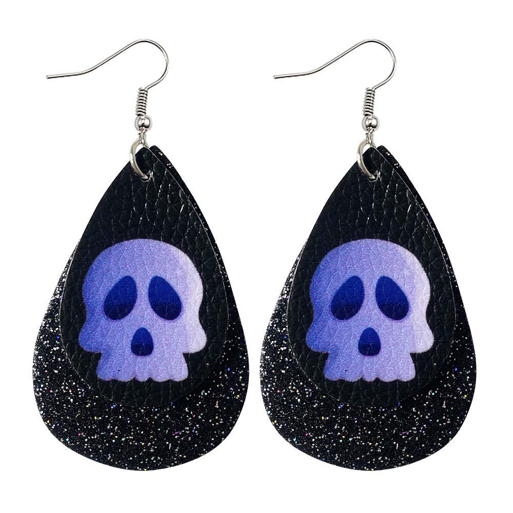 Halloween Water-drop Shaped Pu Leather Earrings